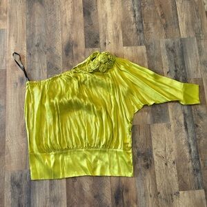 bebe Vibrant Yellow One-Shoulder Blouse